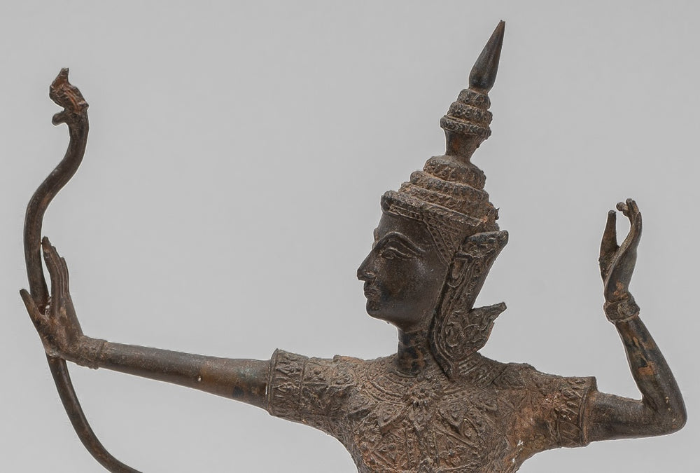 Rama-Statue – Antik-Thai-Stil, Bronze, thailändischer Rama – Avatar von Vishnu – 37 cm/15 Zoll