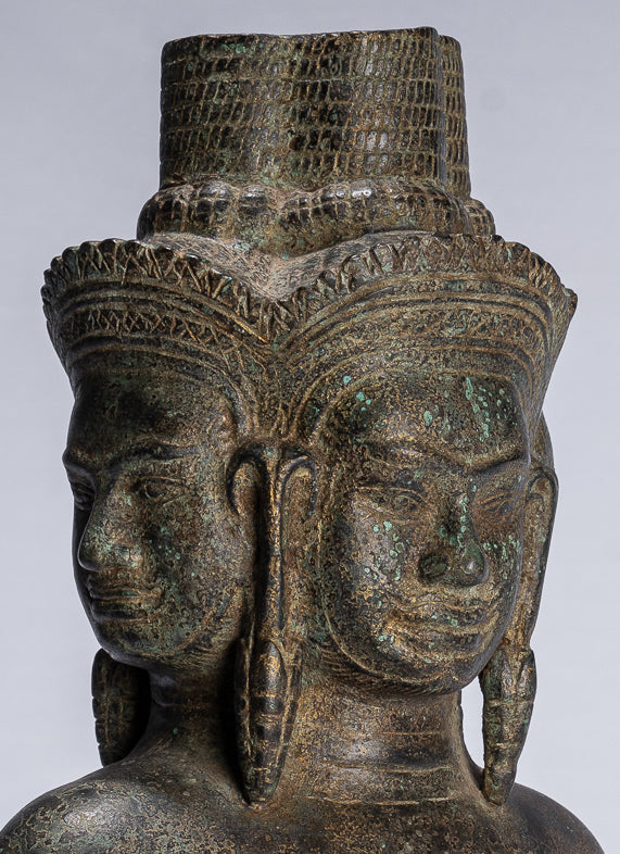 Brahma Statue - Antique Khmer Style Bronze Brahma - Hindu God Creation - 42cm/17"