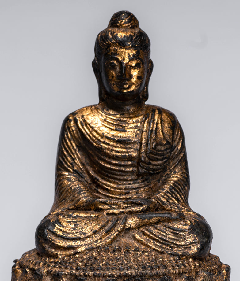 Crowned Medicine Buddha Statue, Fully Gilded in 24k Gold, 10.25