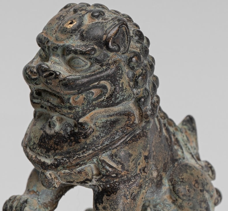 Antike Tempelwächterlöwen im chinesischen Stil Shishi-Löwen Foo Dogs Imperiale Löwen (Paar) – 10 cm