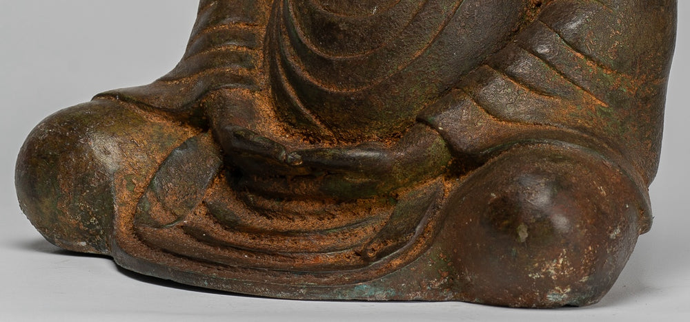 Buddha giapponese - Statua del Buddha Amitabha da meditazione seduto in bronzo antico in stile giapponese - 31 cm/12"