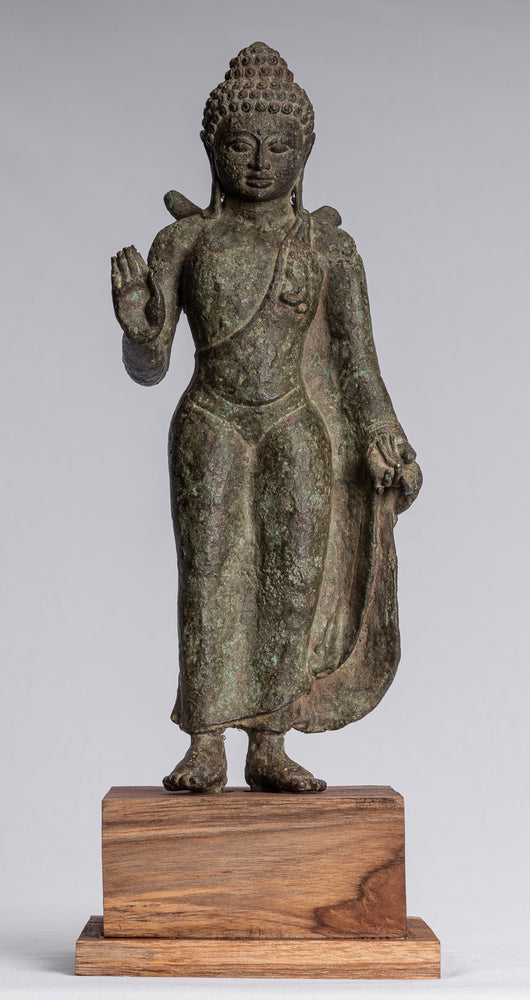 Statue de Bouddha – Statue de Bouddha de protection debout javanaise de style indonésien antique – 43 cm/17"