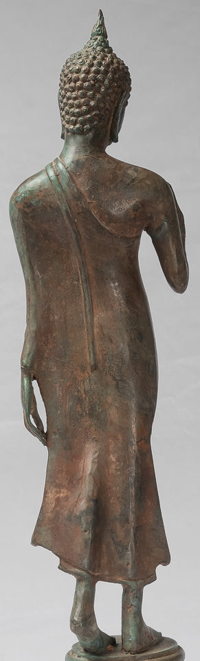 Antique Sukhothai Style Standing Bronze Protection Walking Buddha Statue -  64cm/26 - Spirituality & Religion