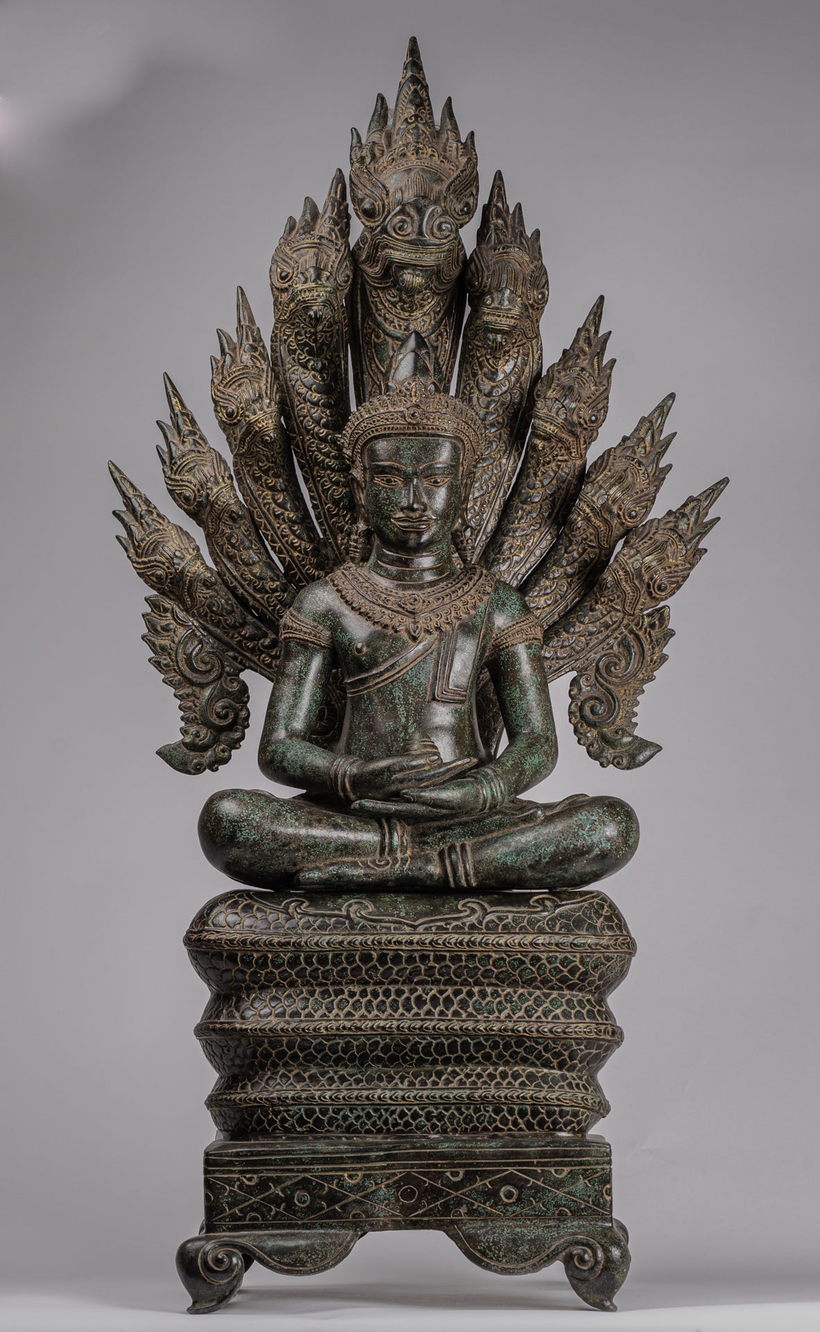 Style Meditatio – Khmer Seated Asian Statue - Bayon Buddha Art HD Bronze Naga Antique