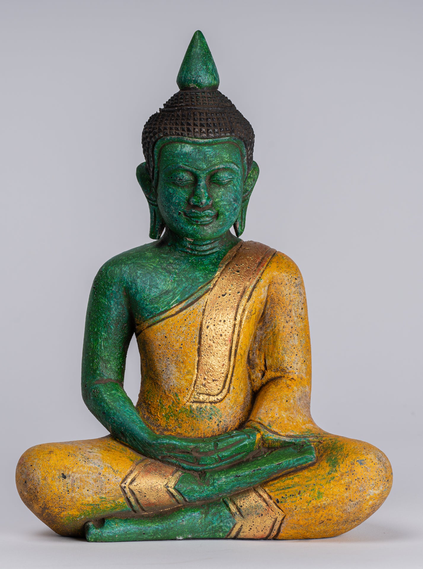 STATUA IN LEGNO - BUDDHA IN MEDITAZIONE