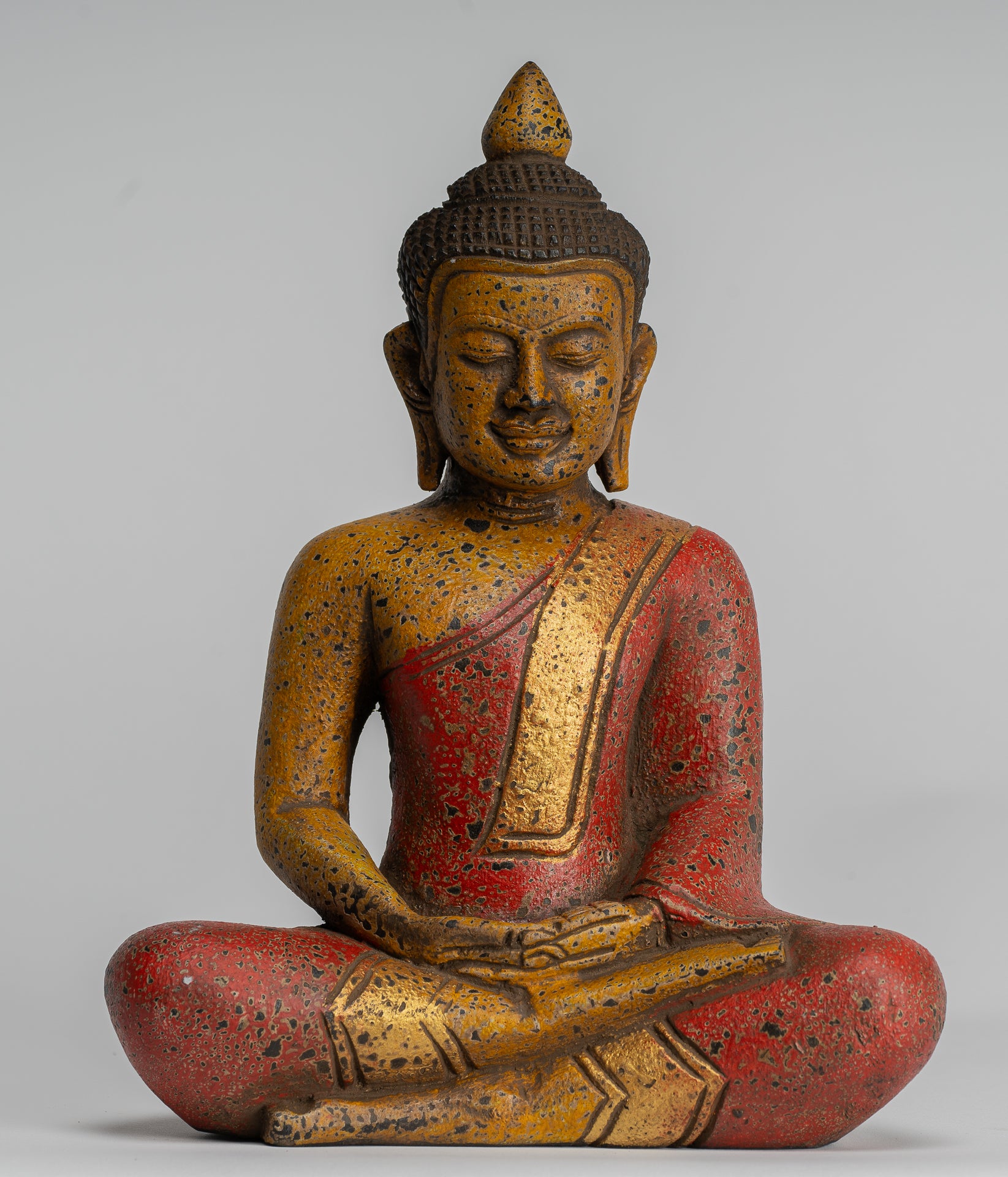 STATUA IN LEGNO - BUDDHA IN MEDITAZIONE