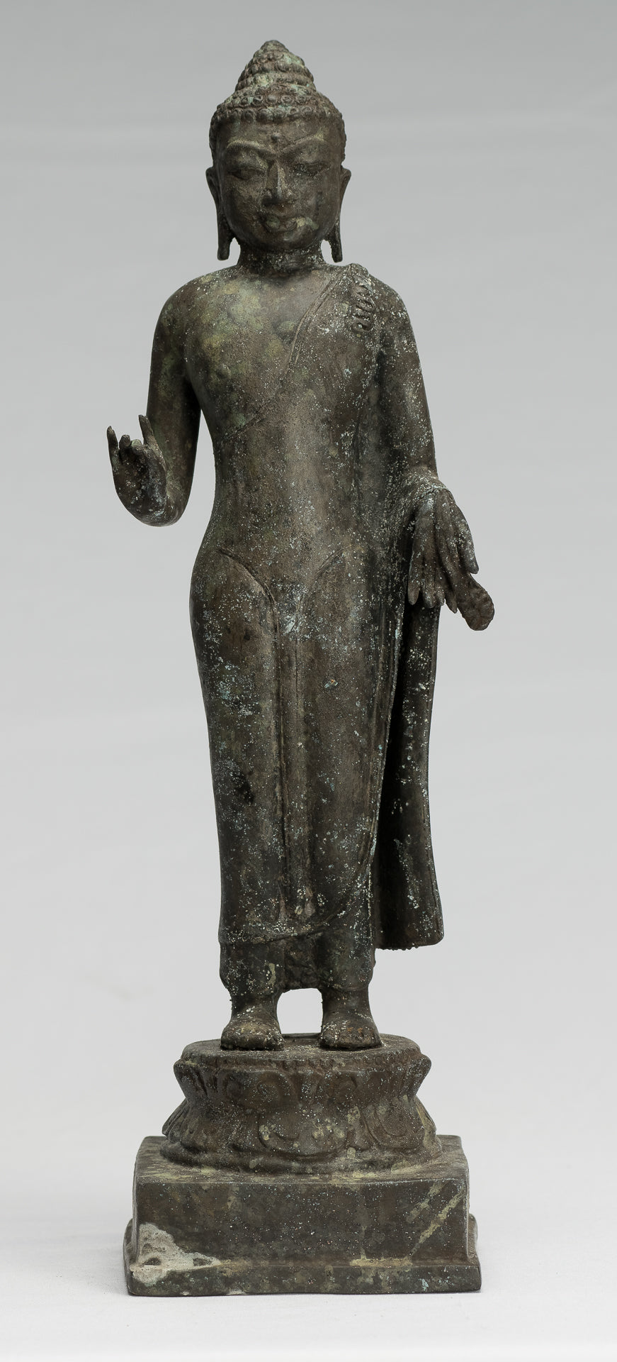 Antique Sukhothai Style Standing Bronze Protection Walking Buddha Statue -  64cm/26 - Spirituality & Religion