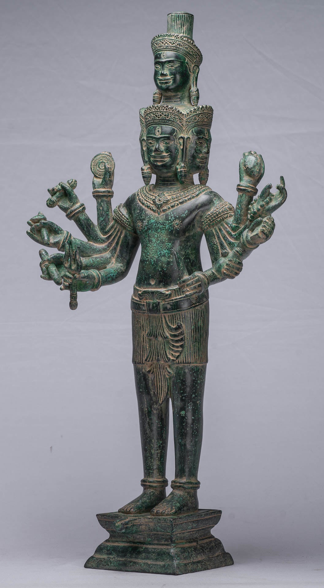 Antique Khmer Style Bronze Bayon Standing Shiva Statue & Yoni - 59cm/2 ...