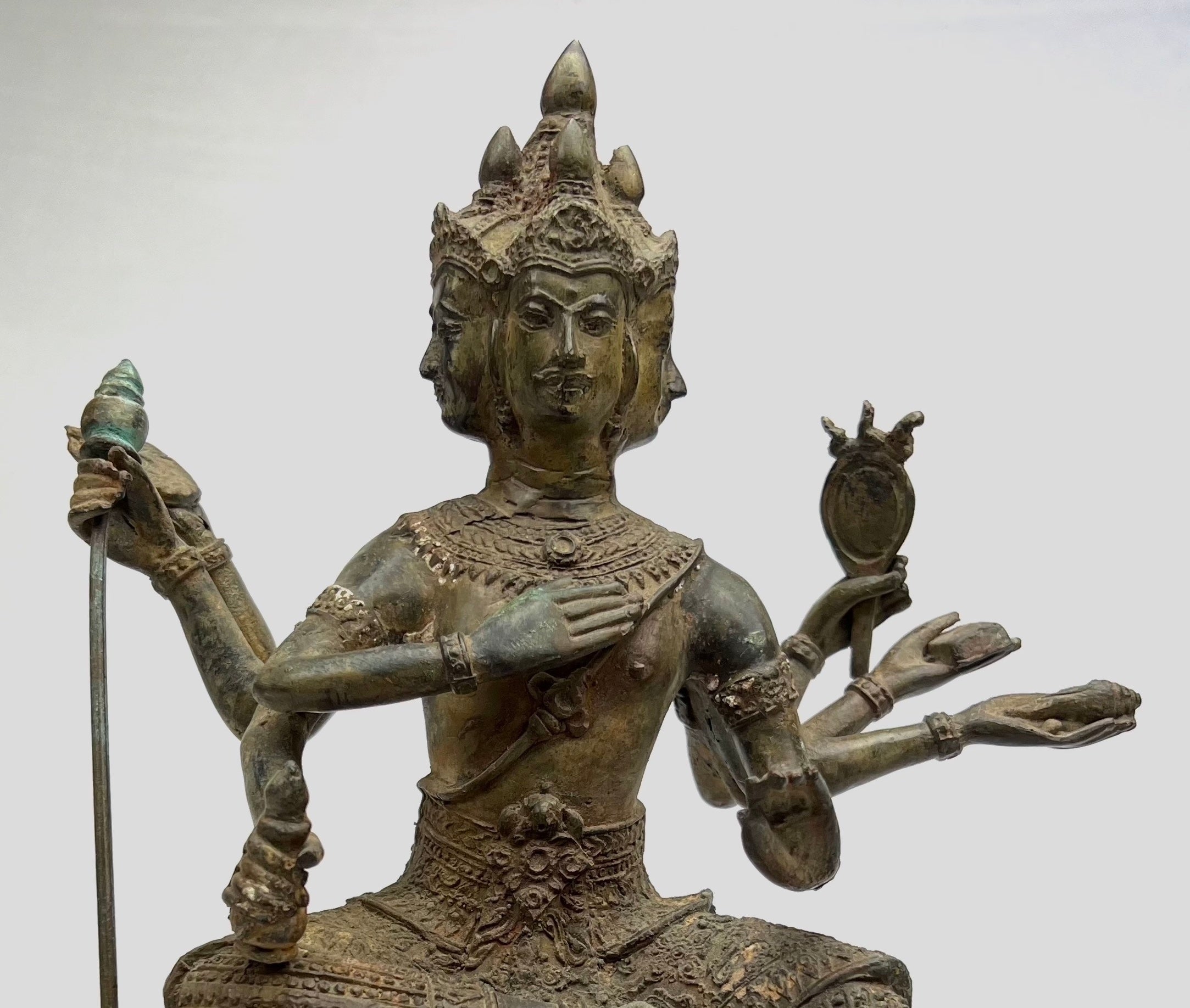 Brahma Statue - Antique Thai Style Bronze Brahma - Hindu God 