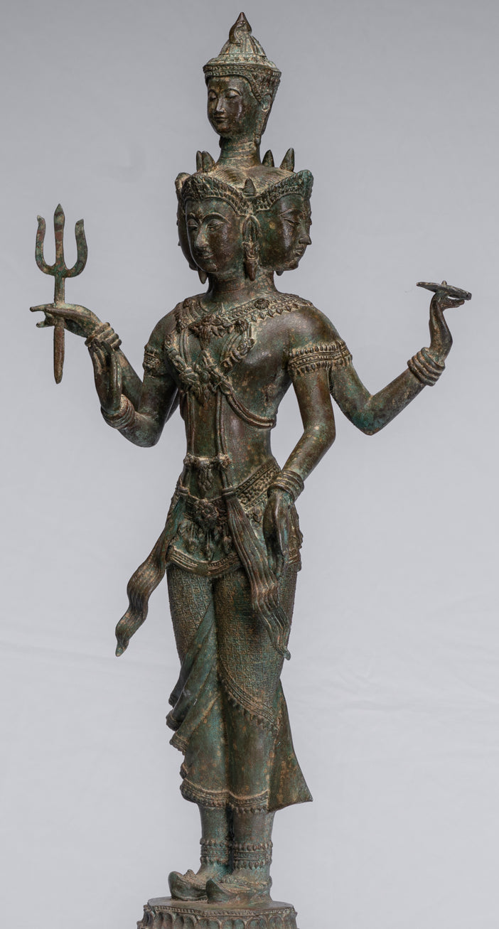 Trimurti Statue - Antique Thai Style Trimurti Shiva Brahma Vishnu Stat ...