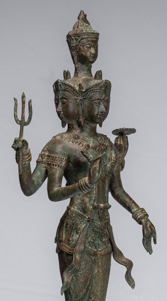 Trimurti Statue - Antique Thai Style Trimurti Shiva Brahma Vishnu Stat ...