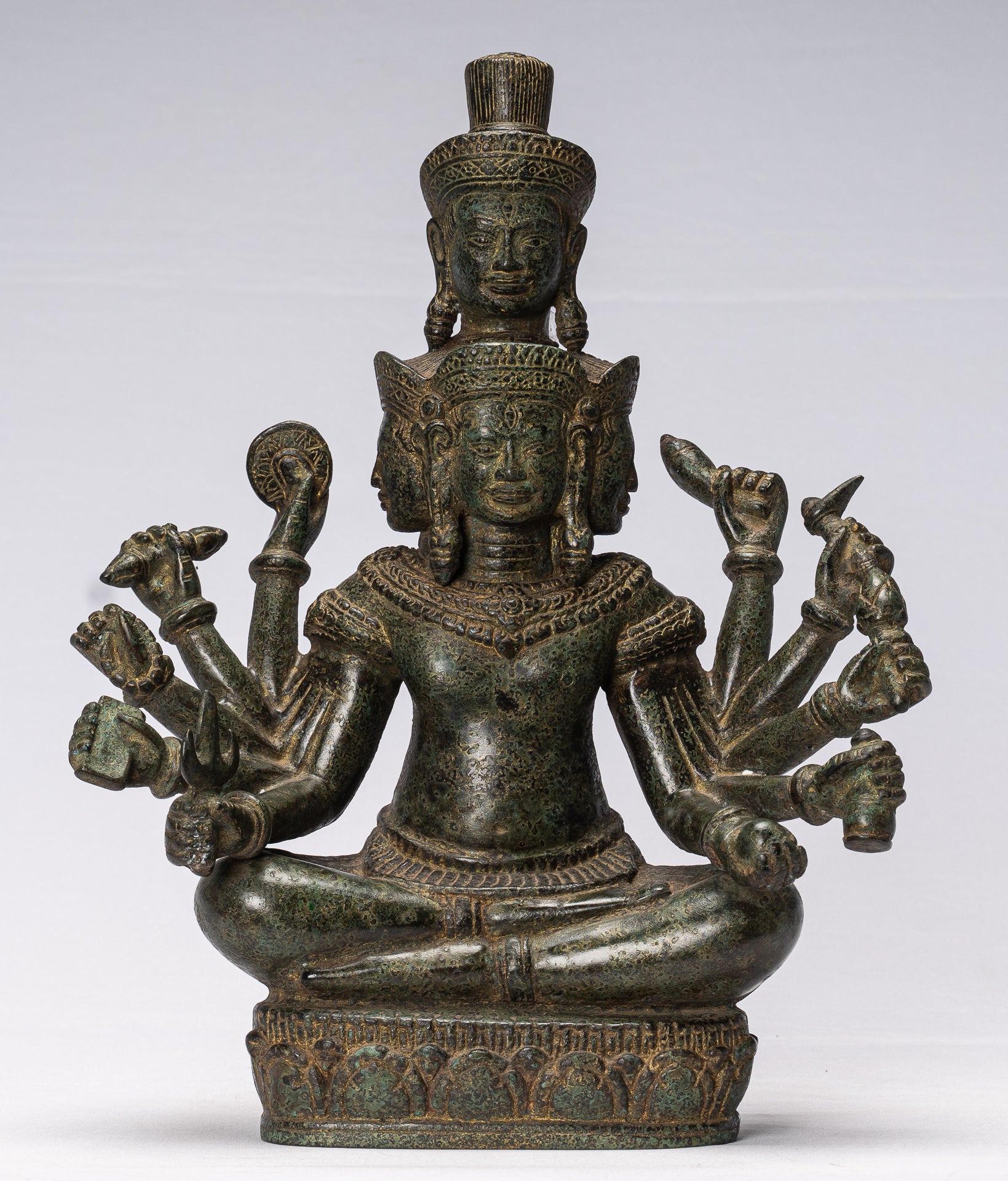 Trimurti Statue - Antique Khmer Style Trimurti Shiva Brahma Vishnu 