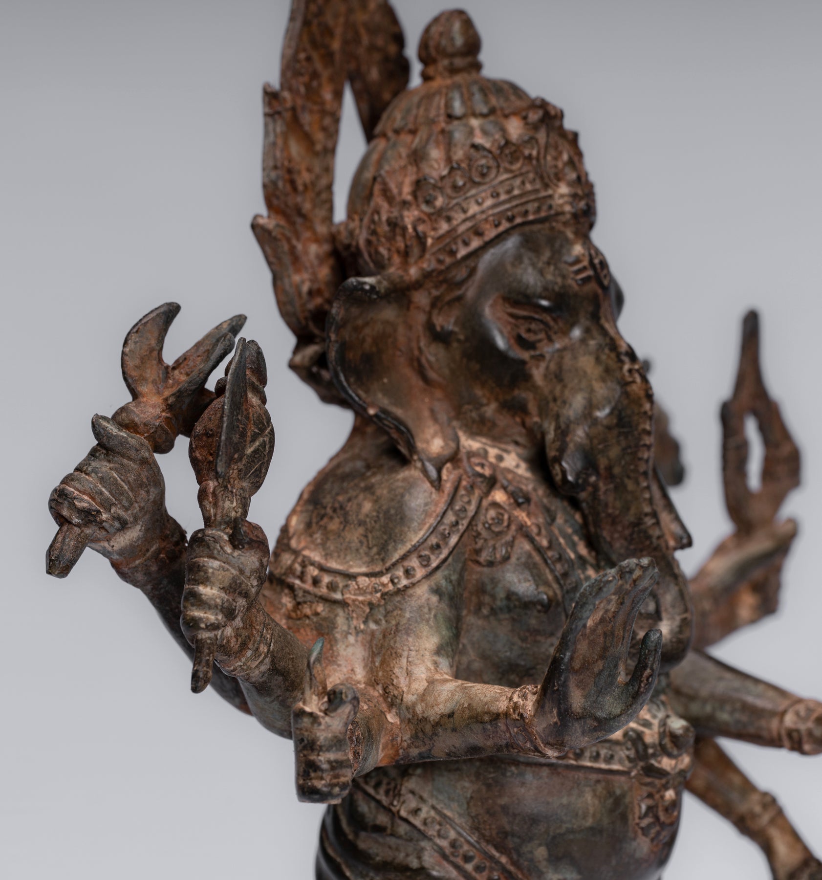 Ganesha Statue - Antique Thai Style Bronze Standing 8-Arm Ganesha Stat ...