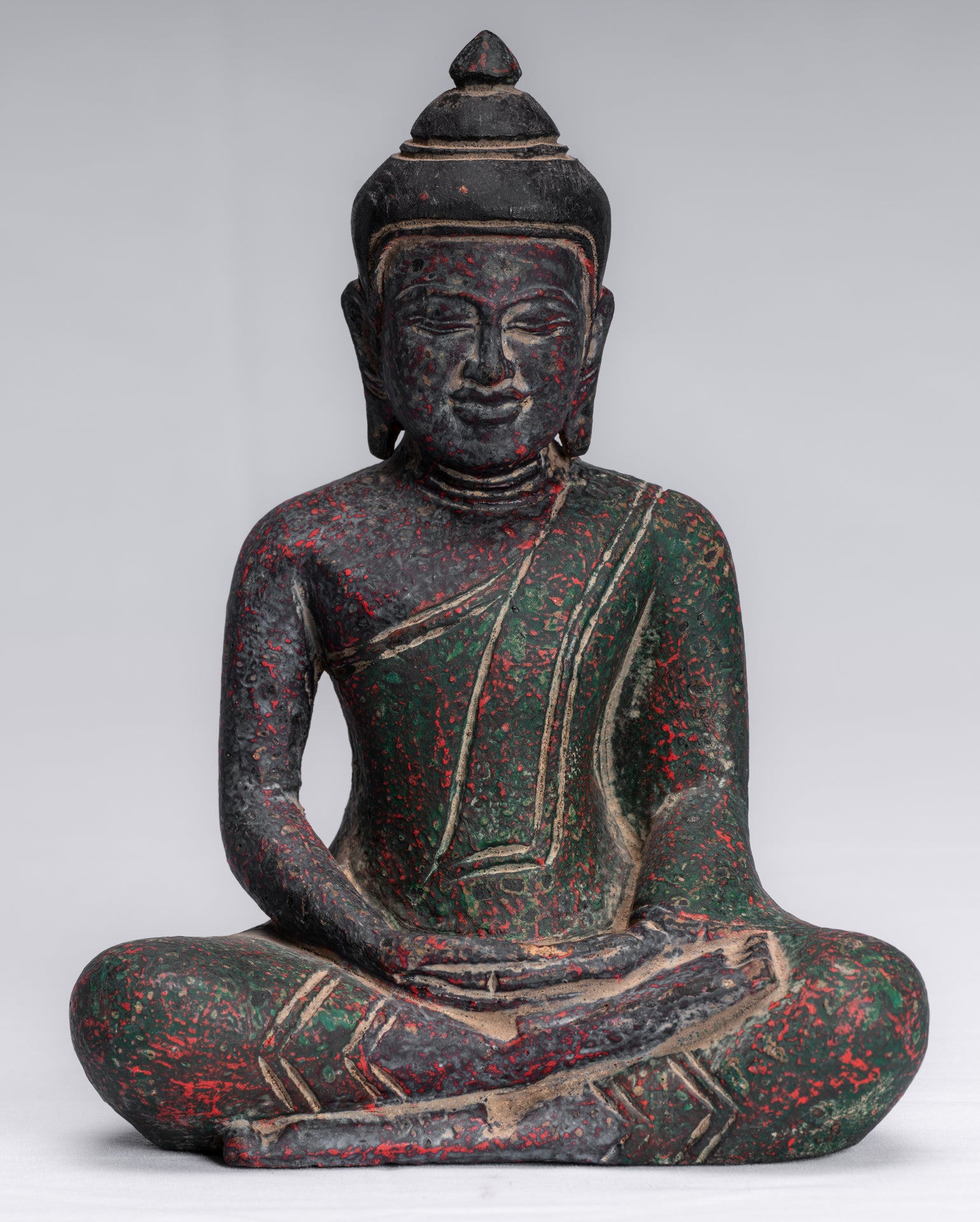 Bouddha bois assis lotus méditation 20cm statue sculpture
