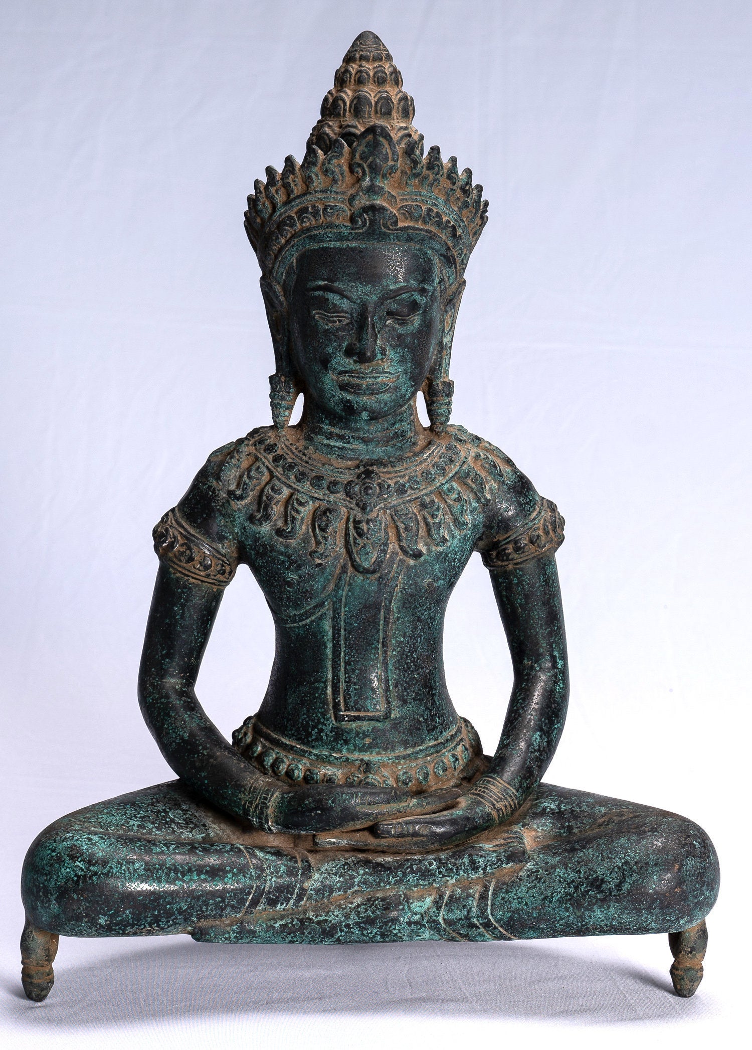 Buddha Statue - Antique Bayon Style Khmer Buddha Statue - Meditation M – HD Asian  Art