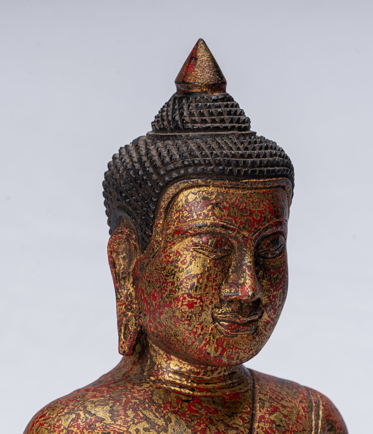 Buddha Sculpture - Antique Khmer Style Wood Seated Buddha Statue Dhyan ...